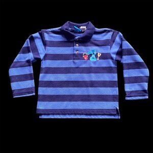 Vintage Blues Clues Rugby Shirt Kids Youth Boys Blue Striped Collar Sz 7